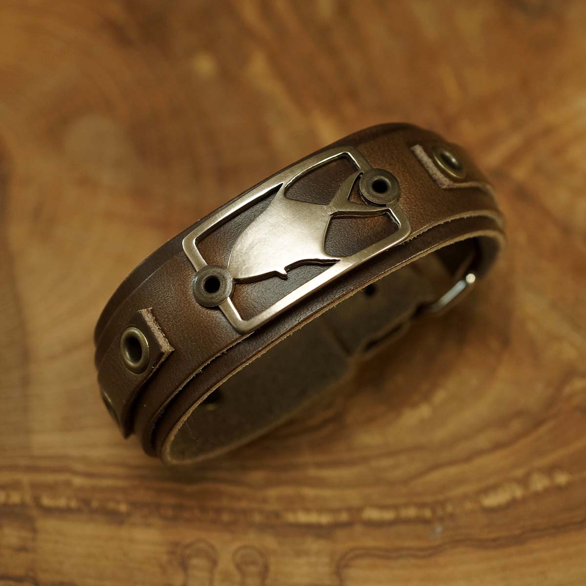 Sight Line Provisions Lost Cast Collection Permit Bracelet in Horween Brown